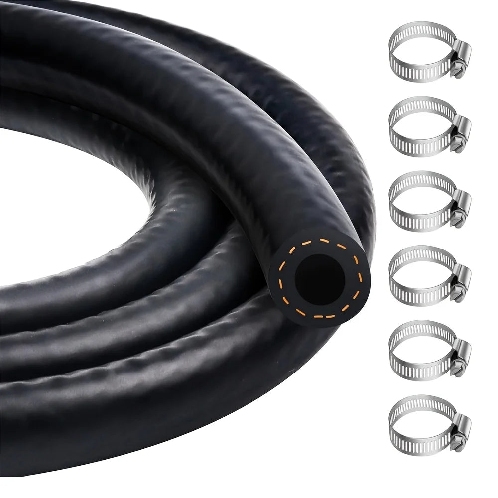 Gasoline Hose 6 Clamps Gas Pipes Lawn Mower Fuel Lines Cars Tractors