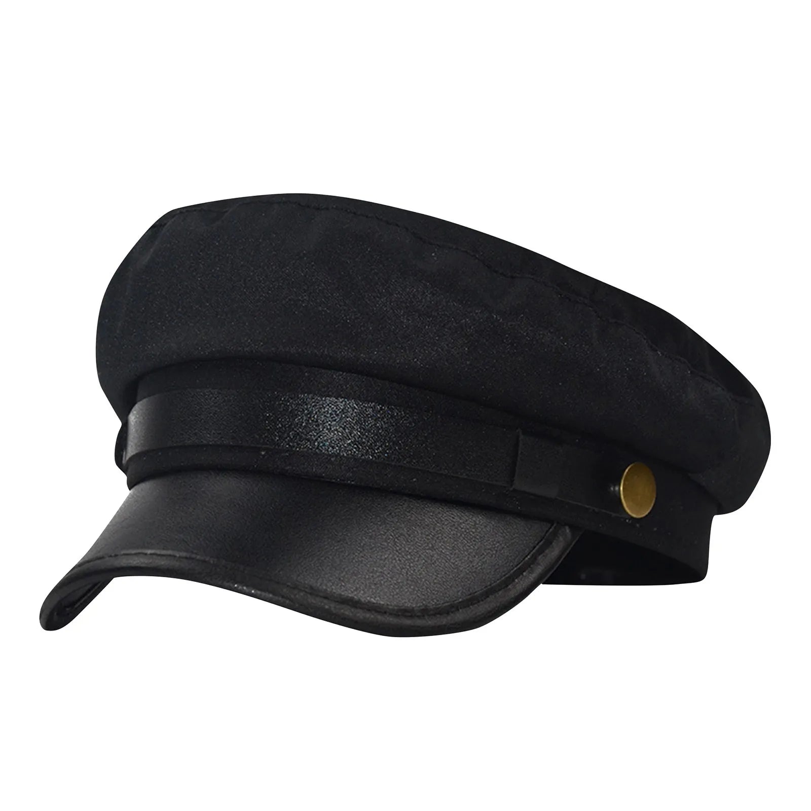 Unisex Cycling Caps PU Leather Hat Autumn Sailor Hat for Women Men Men Black Female Travel Student Hat Captain Hat Flat Top Peaceful Pleasures Health and Wellness