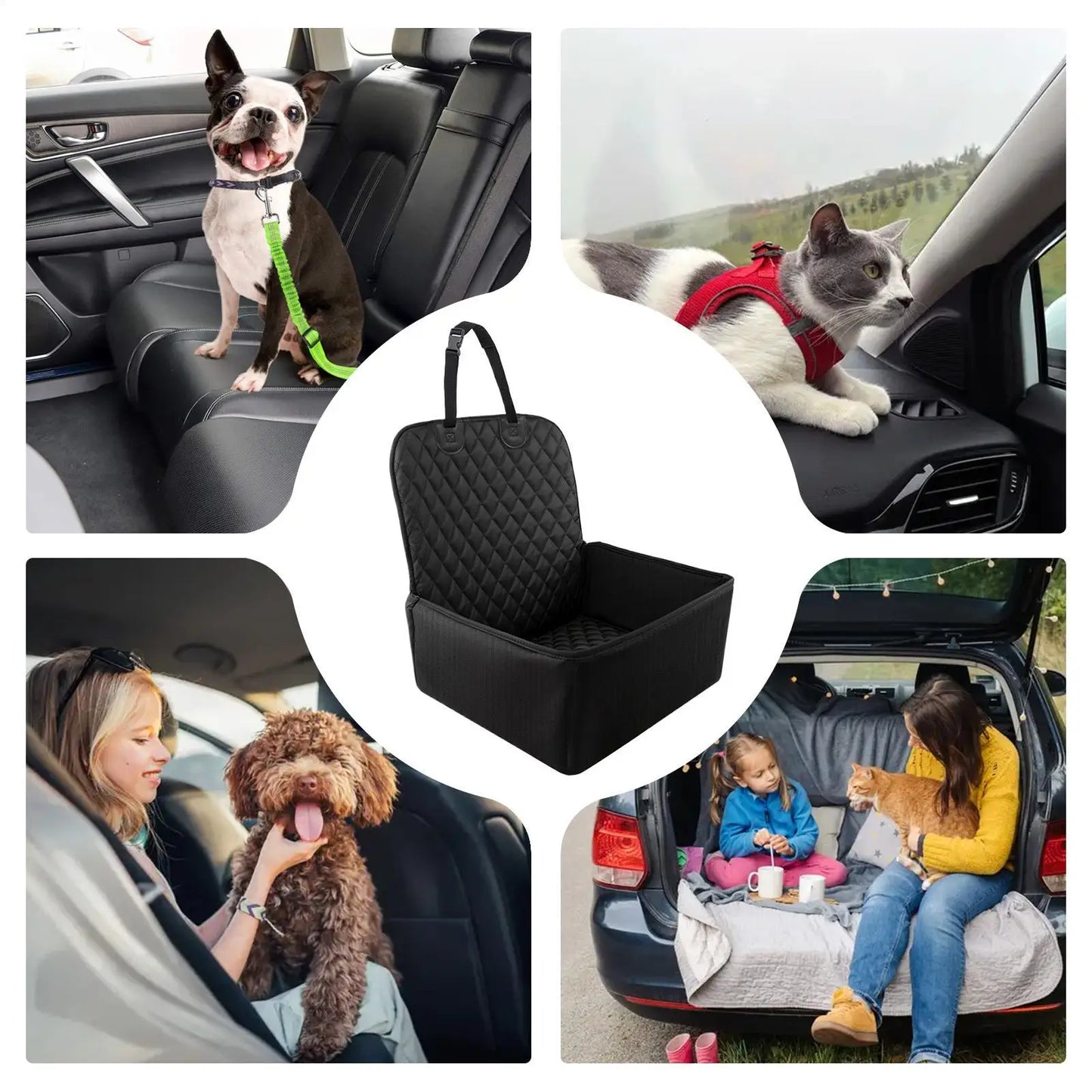 Waterproof Dog Booster Car Seat with Storage Pockets
