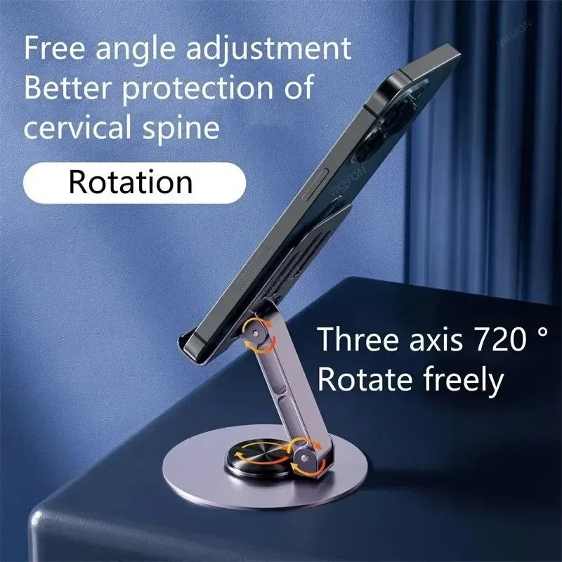 720° Rotating Aluminum Tablet & Phone Stand – Foldable Holder