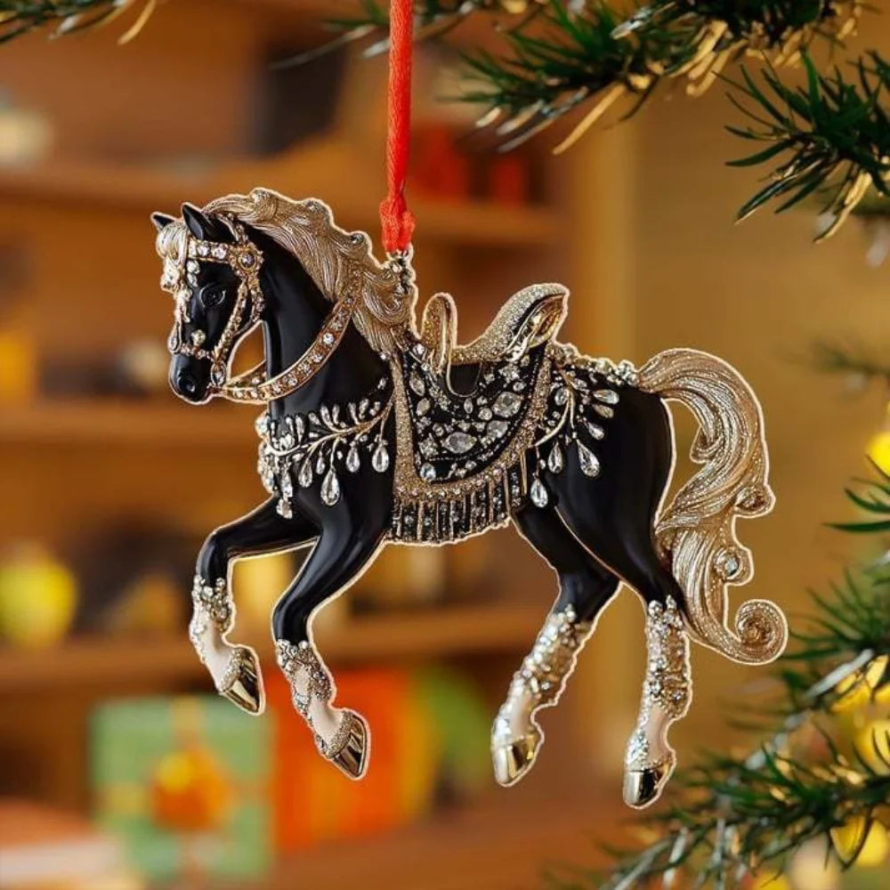 Golden Acrylic Horse Keychain Pendant – Car & Bag Charm Gift