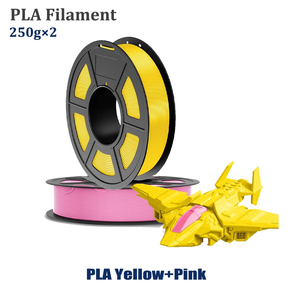 DINGSUN 3D PLA Filament 1.75mm 500G | Pink & Yellow 2-Roll Pack