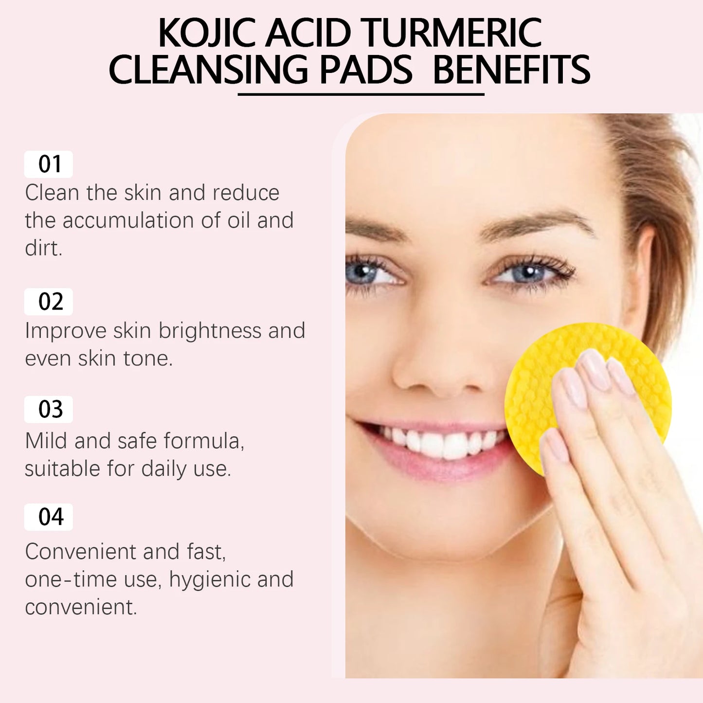 Turmeric & Kojic Acid Facial Cleansing Pads 40-Pack | Brighten & Exfoliate