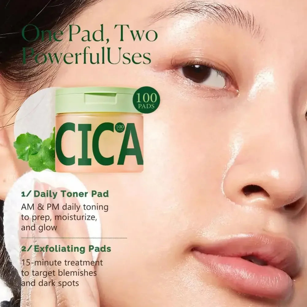 Korean Skincare Set, Centella Asiatica 100pcs Polishing Cotton Pads & NAD+ Anti-Aging Cream, Skin Rejuvenation & Elasticity Peaceful Pleasures Health and Wellness