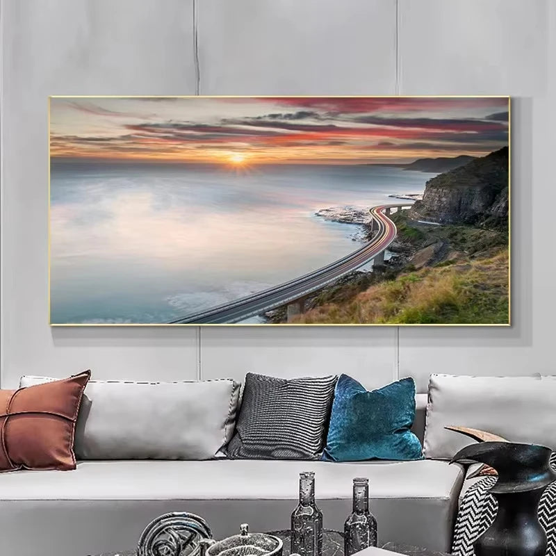 Nature Landscape Canvas Wall Art – Sunshine Forest Lake Print