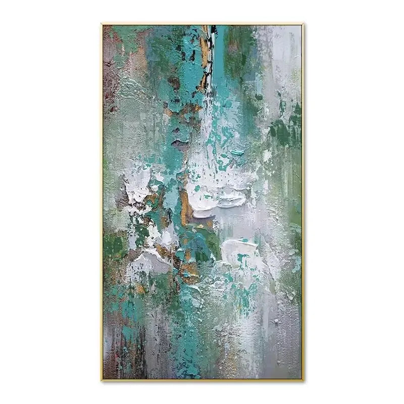Green Abstract Handmade Oil Painting, Modern Simplicity Mural, Pure Handmade, Living Room, Thick Texture, Decorative Paintin Peaceful Pleasures Health and Wellness