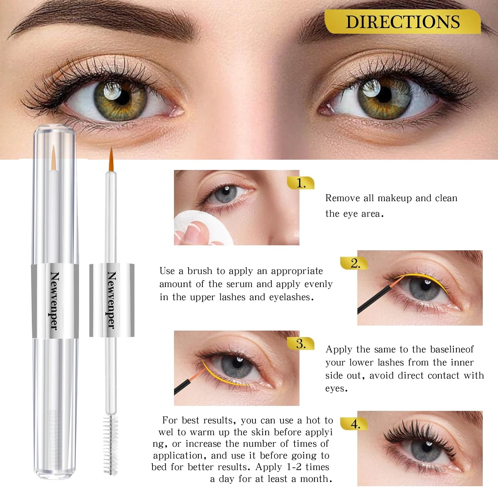 Eyelash Enhancer Serum with Double Brush Design Peaceful Pleasures Health and Wellness