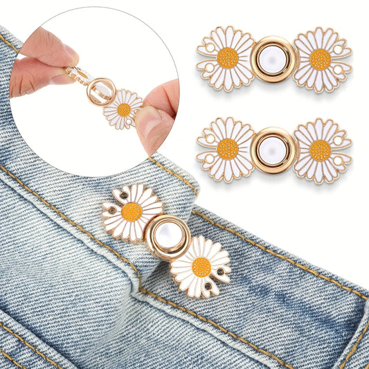 Detachable Pant Waist Tightener Pearl Flower No Sew Buckles Loose Peaceful Pleasures Health and Wellness 4 Set