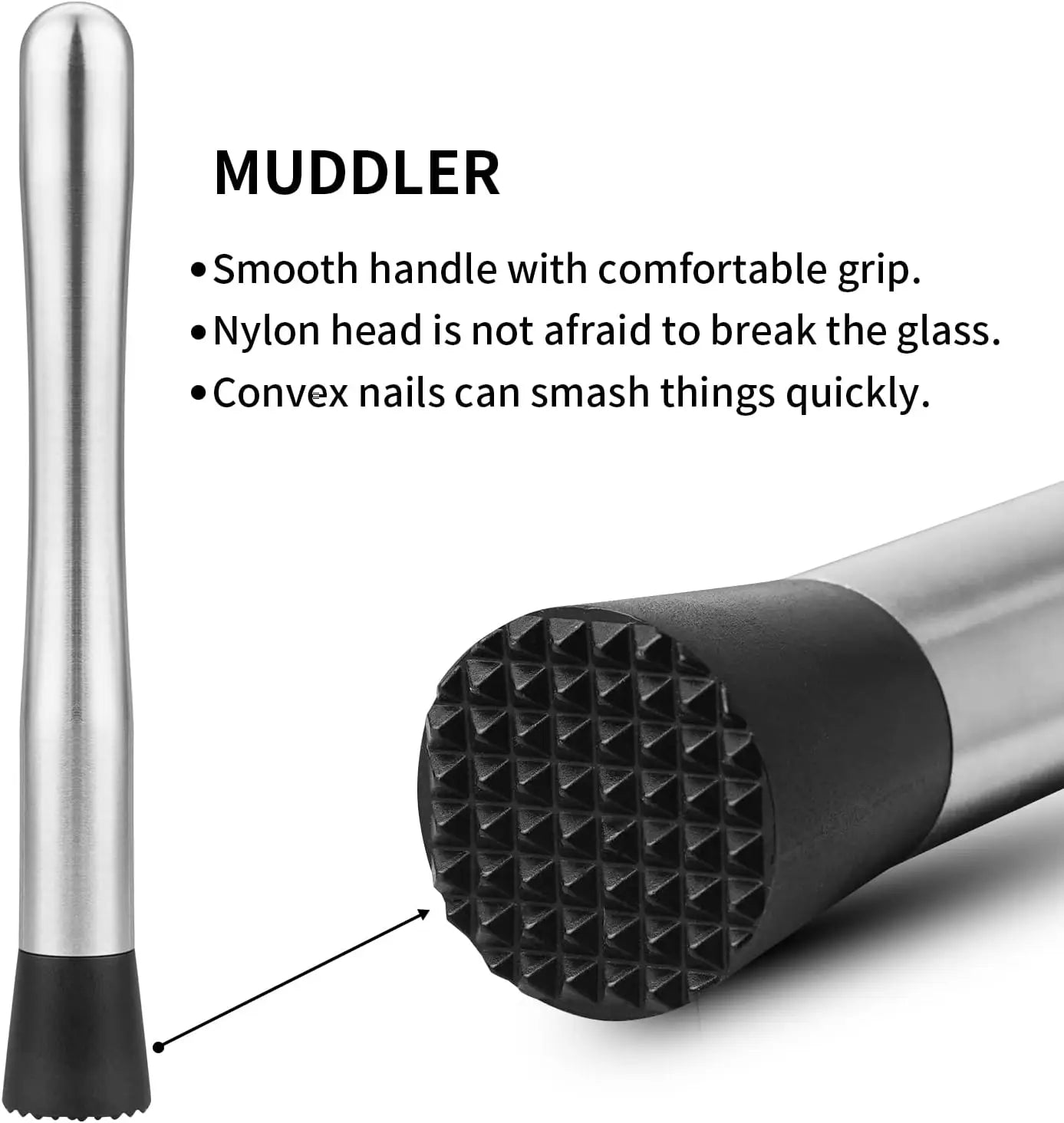 Cocktail Shaker Set with Muddler, Ice Breaker & Bar Spoon