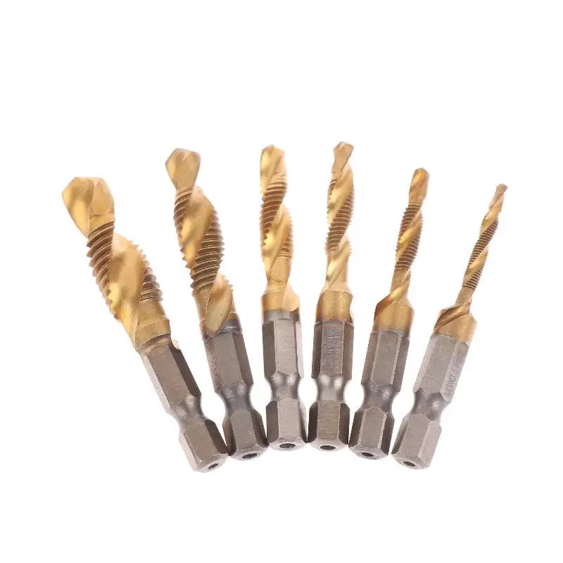1/6Pcs M3/M4/M5/M6/M8/M10 Hand Tools Hex Shank Titanium Plated HSS Screw Thread Metric Tap Drill Bit Screw Machine Compound Tap Peaceful Pleasures Health and Wellness
