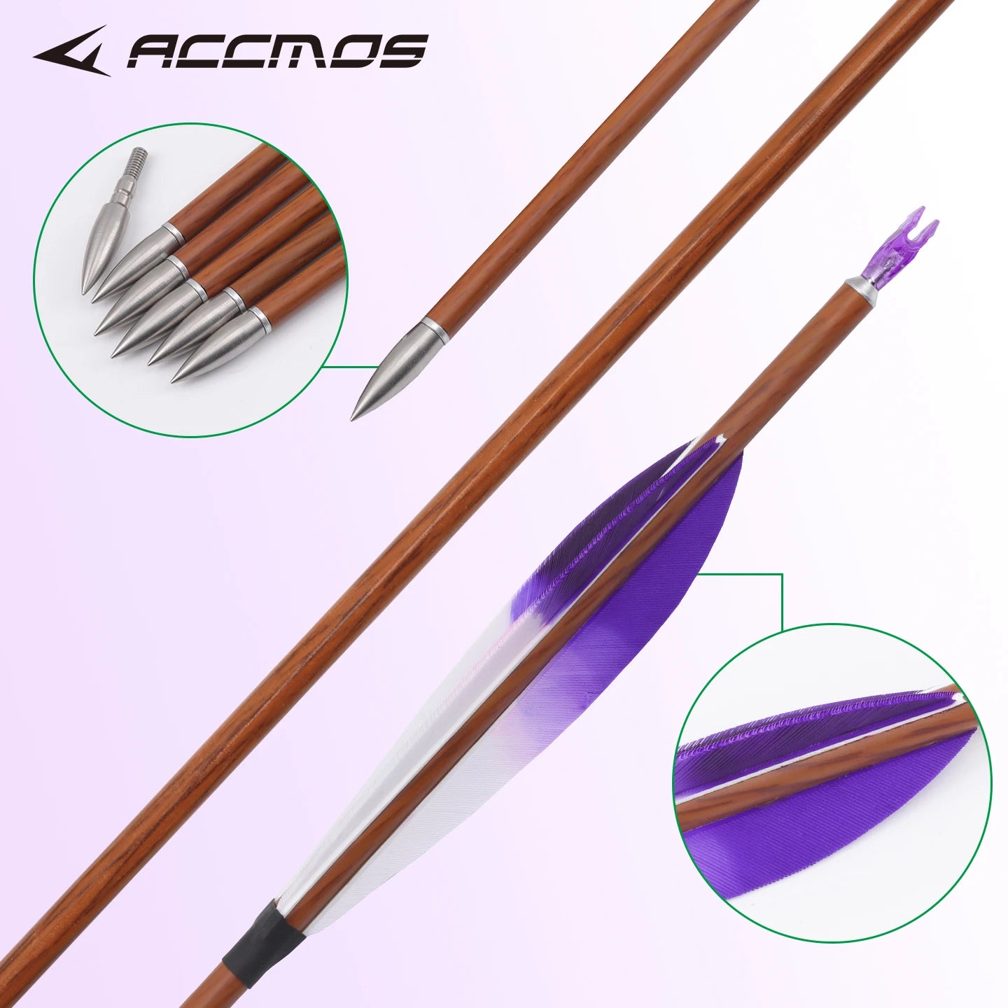 ACCMOS 1m Wood Skin Pure Carbon Arrows ID6 2m Sp400 500 600 700