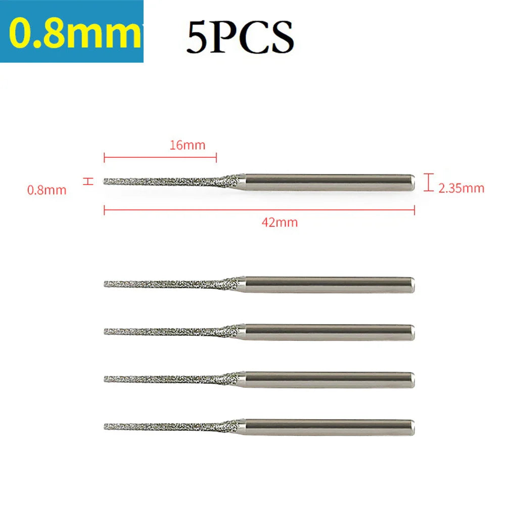 Diamond Drill Bits for Glass & Jewelry – 5 Pack (0.8–2.5mm)