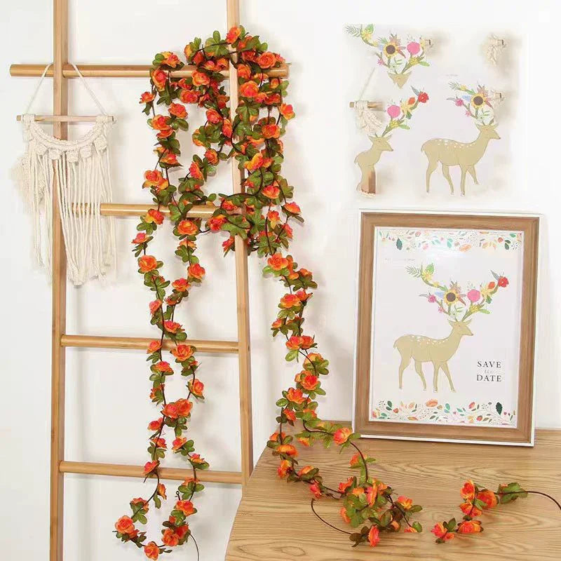Artificial Silk Rose Vine Garland 2.4m | Wedding & Home Decor