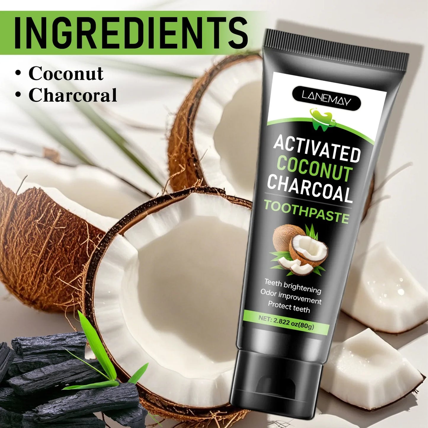 Activated Charcoal Toothpaste – Whitening & Fresh Breath 80g