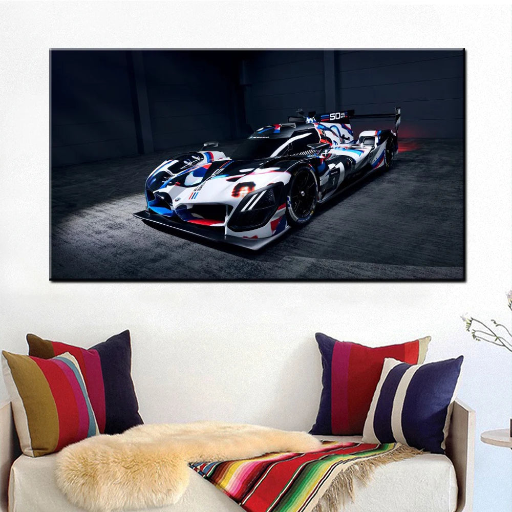 BMW M Hybrid V8 LMDh Racing Car Canvas Wall Art Print