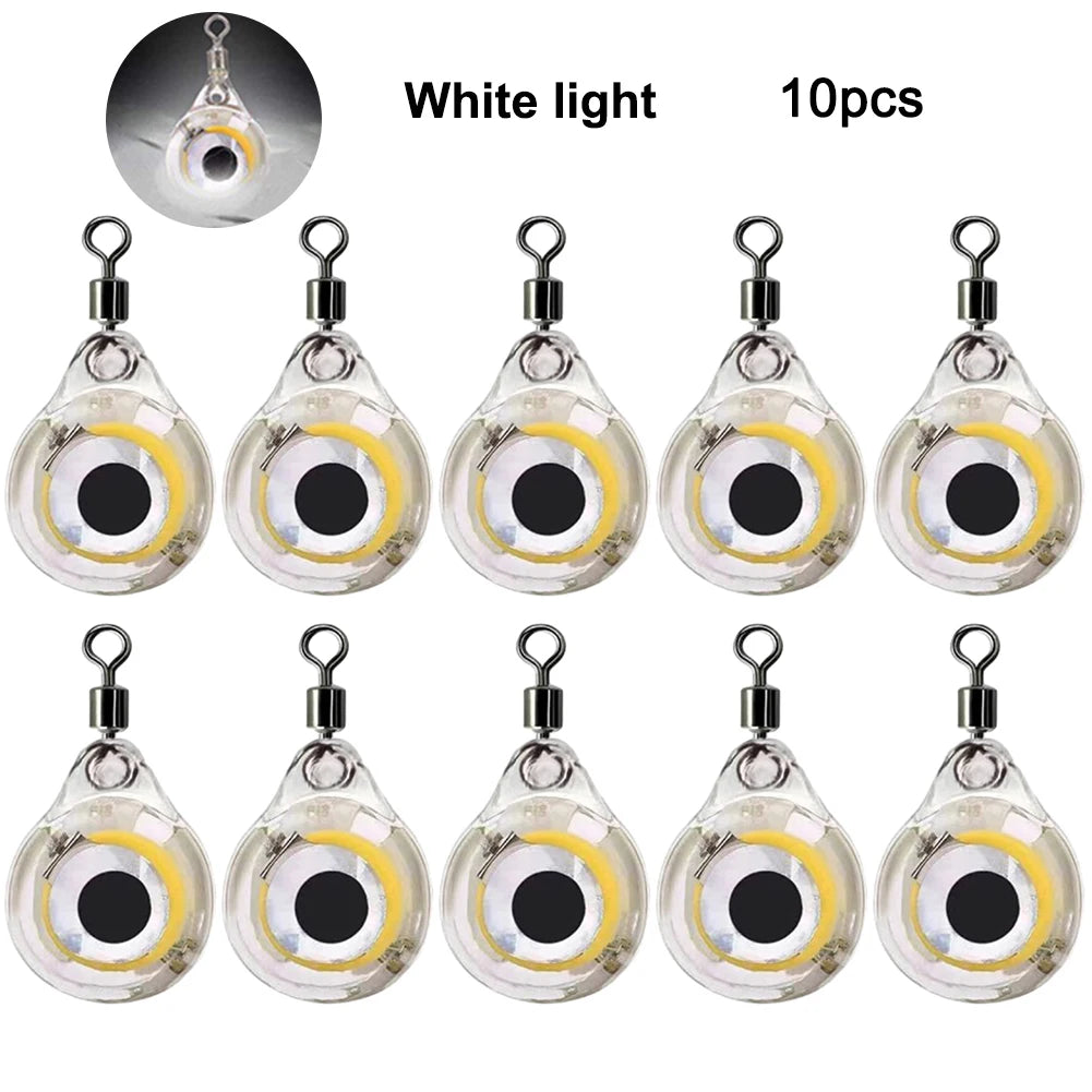 LED Fishing Lure Light Mini Deep Drop Underwater Eye Shape Fish Attracting Indicator Lure Led Flash Light For Fishing Tool Peaceful Pleasures Health and Wellness White 1PCS
