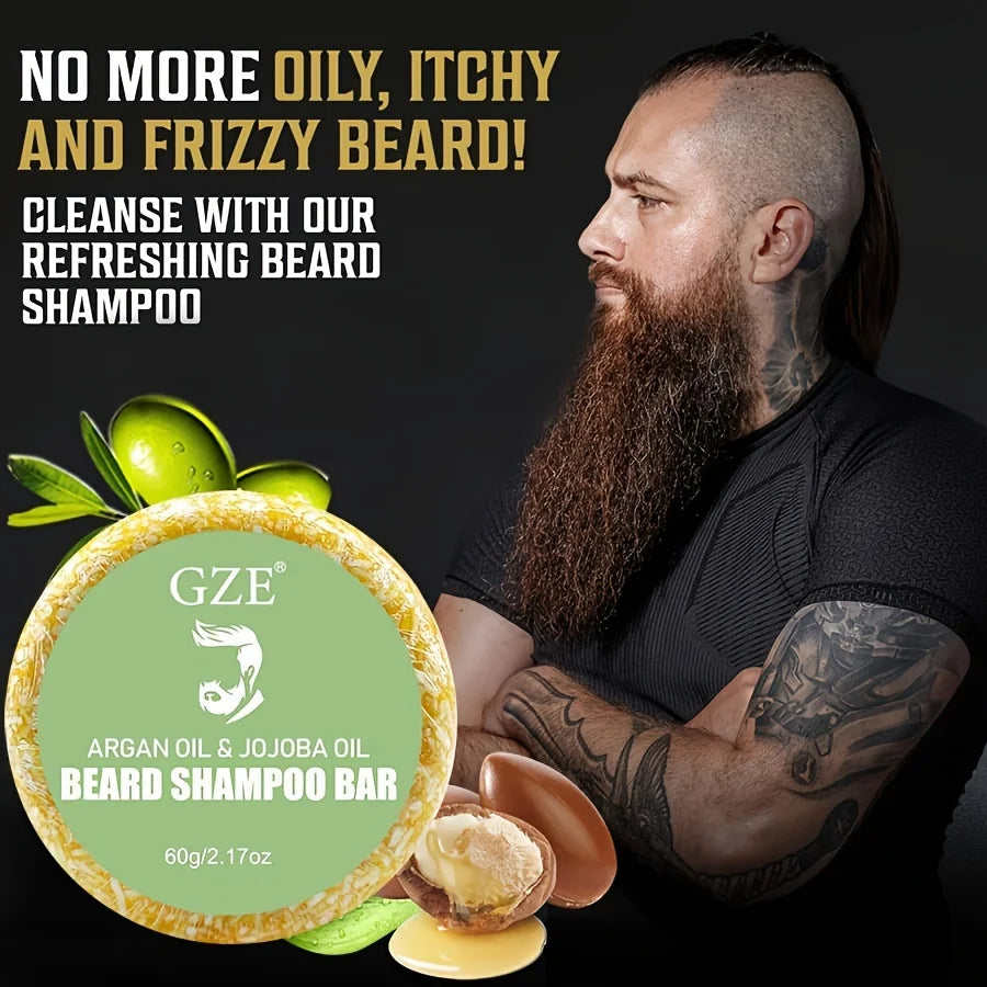 GZE Beard Wash & Conditioner Soap Set – Argan & Jojoba Oils Beard Wash & Conditioner Peaceful Pleasures Health and Wellness