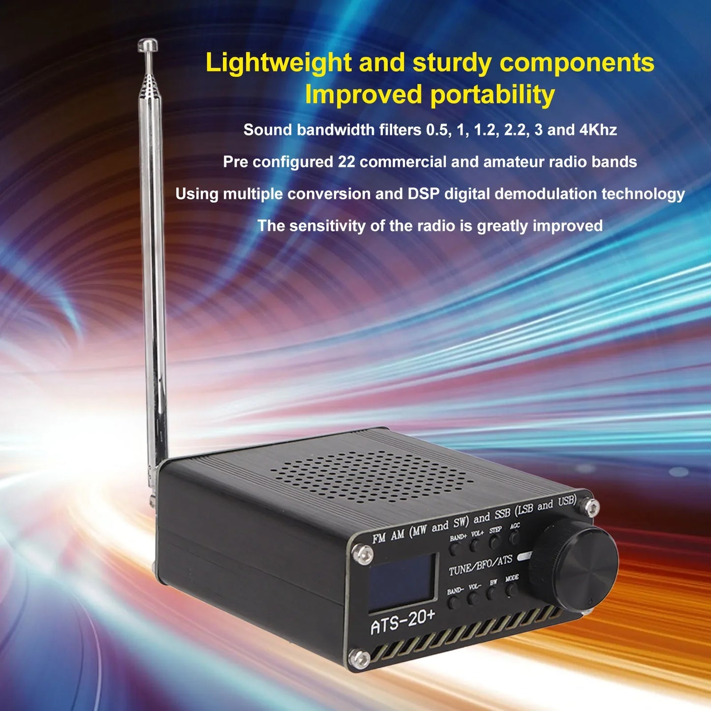 ATS 20+ Radio Receiver Sensitivity Portable Small World Band Digital