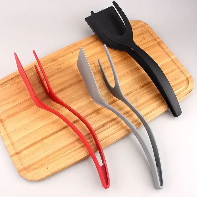 2-in-1 Silicone Spatula Tongs – Egg, Pancake & Steak Turner