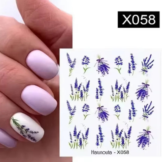 Harunouta 1 Sheet Nail Water Decals Transfer Lavender Spring Flower Leaves Nail Art Stickers Nail Art Manicure DIY Peaceful Pleasures Health and Wellness X058
