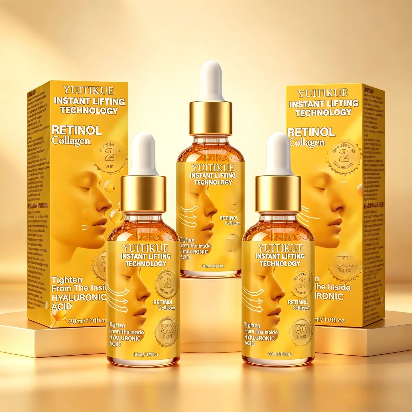 YUITIKUE Retinol Collagen Lifting Serum 30ml Instant Tightening with Hyaluronic Acid for Firm, Youthful Skin Peaceful Pleasures Health and Wellness 3pc