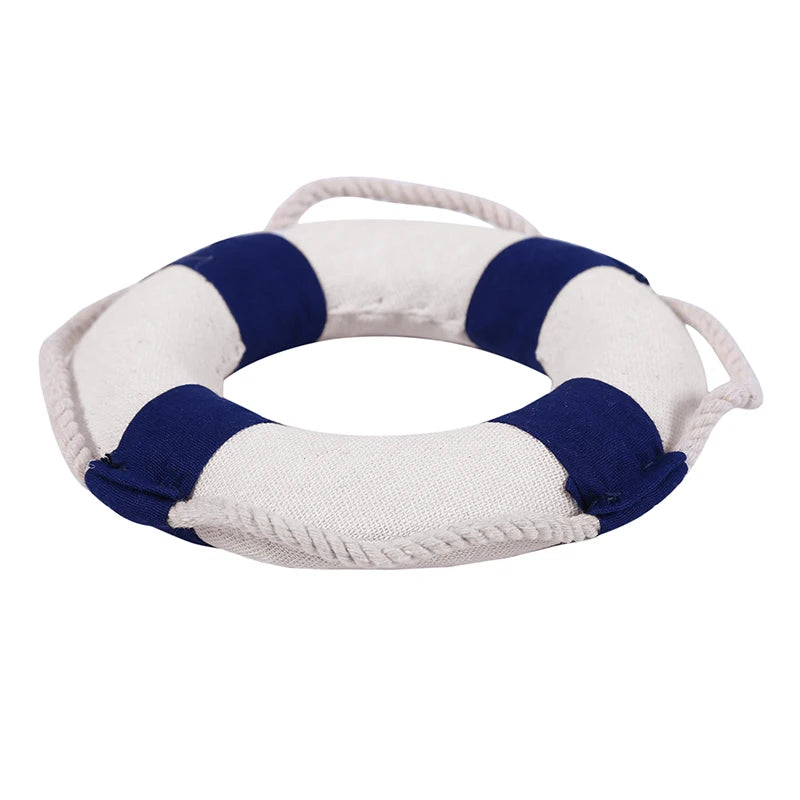 Mediterranean Style Hanging Lifebuoy Decoration Red Blue Creative Nautical Home Ornament for Living Room Wall Beach House Peaceful Pleasures Health and Wellness Blue A