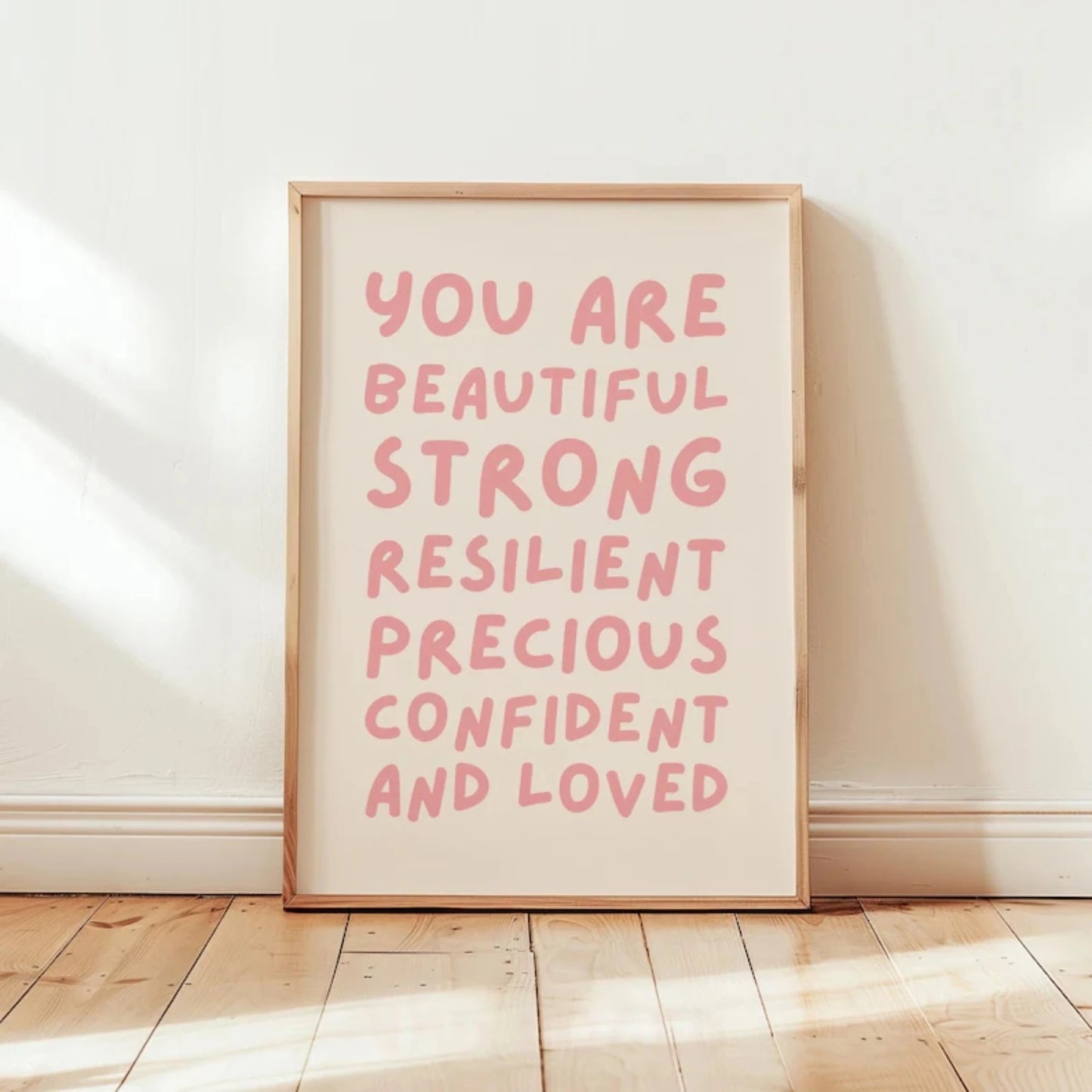 You Are Beautiful Nursery Affirmation Wall Art Print Canvas Painting Poster Picture For Living Room,Girls Bedroom Home Decor Peaceful Pleasures Health and Wellness G3554-1 21x30cm No Frame