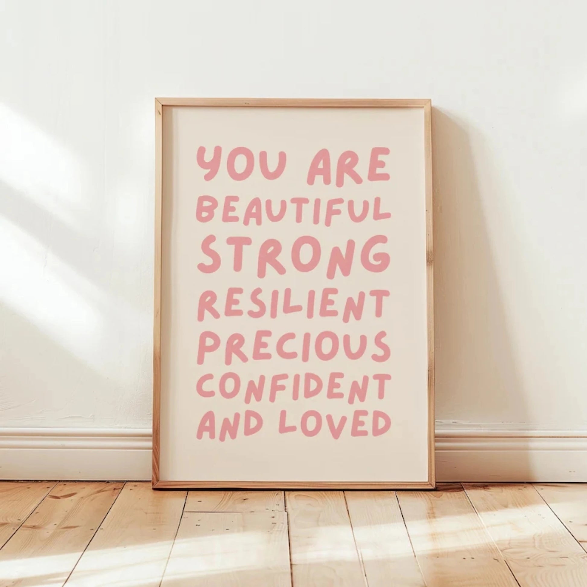 You Are Beautiful Nursery Affirmation Wall Art Print Canvas Painting Poster Picture For Living Room,Girls Bedroom Home Decor Peaceful Pleasures Health and Wellness G3554-1 21x30cm No Frame