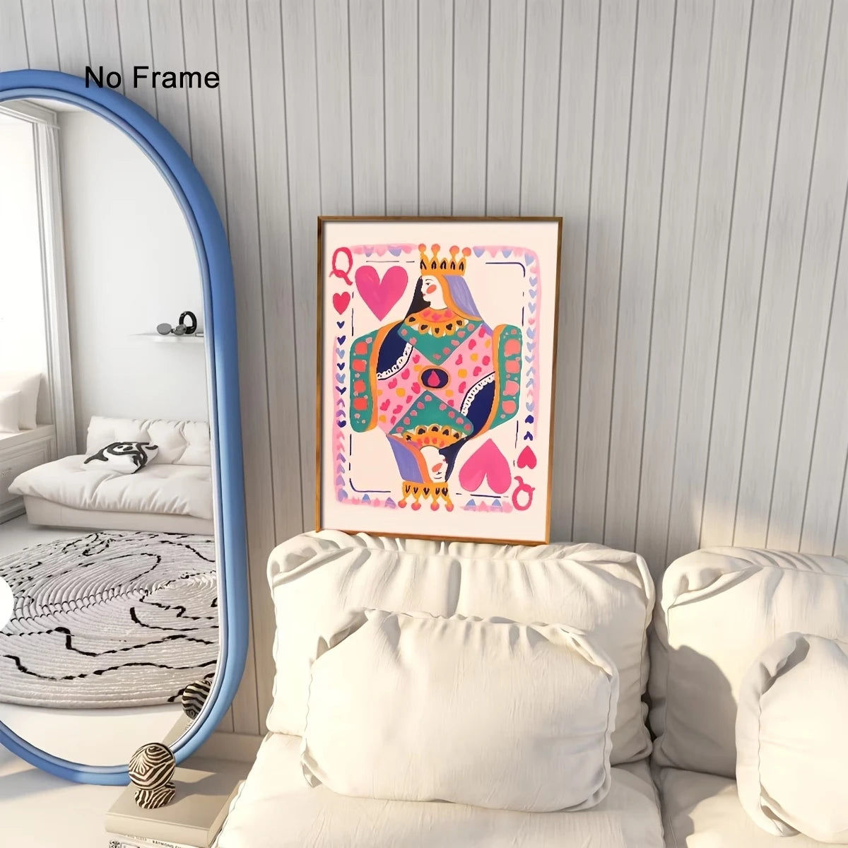 Queen of Hearts Canvas Wall Art | Modern Playing Card Print