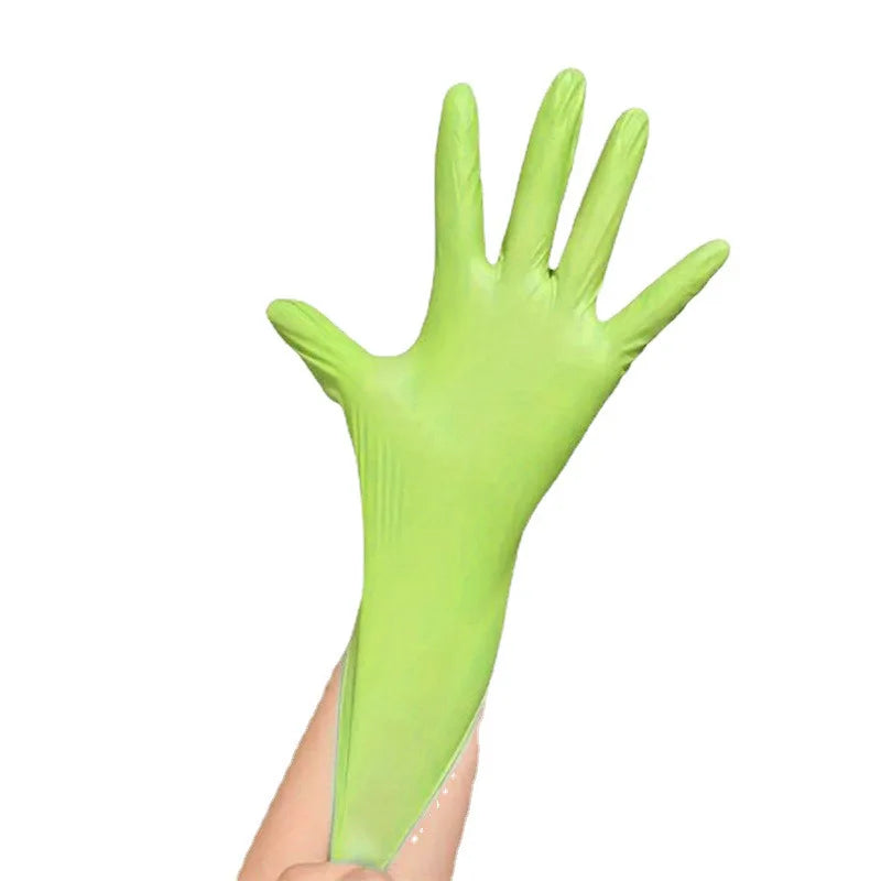 Disposable Nitrile Gloves Multi-color Auto Repair Food-grade Nitrile Gloves Thickened Durable and Comfortable 50pcs/100pcs Peaceful Pleasures Health and Wellness light green-100pcs S