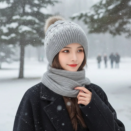 Winter Warm Knitted Hat for Women Thickened Soft Yarn Outdoor Cycling Cap Windproof Earflap Peaceful Pleasures Health and Wellness