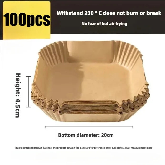 Air Fryer Disposable Parchment Liners – 23cm Square & Round