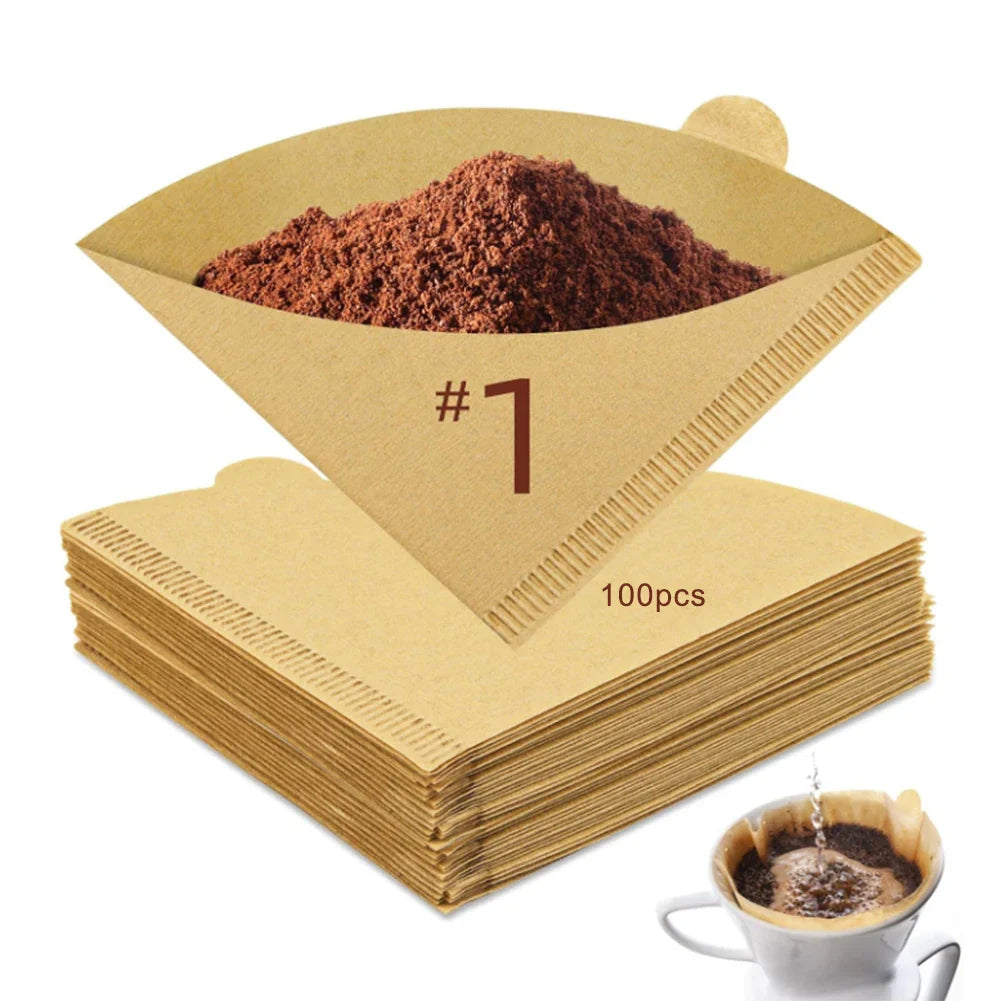 V-Shape Cone Coffee Filter Papers 50/100pcs – V01 & V02