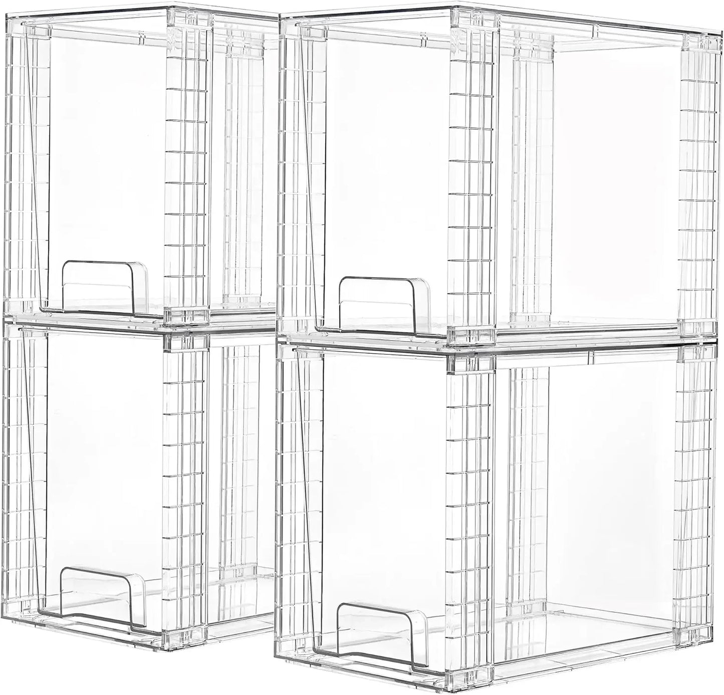 4 Pack Clear Stackable Storage Drawers, 9.7" High Plastic Organizers for Skincare, Bathroom, Kitchen Organization Peaceful Pleasures Health and Wellness United States