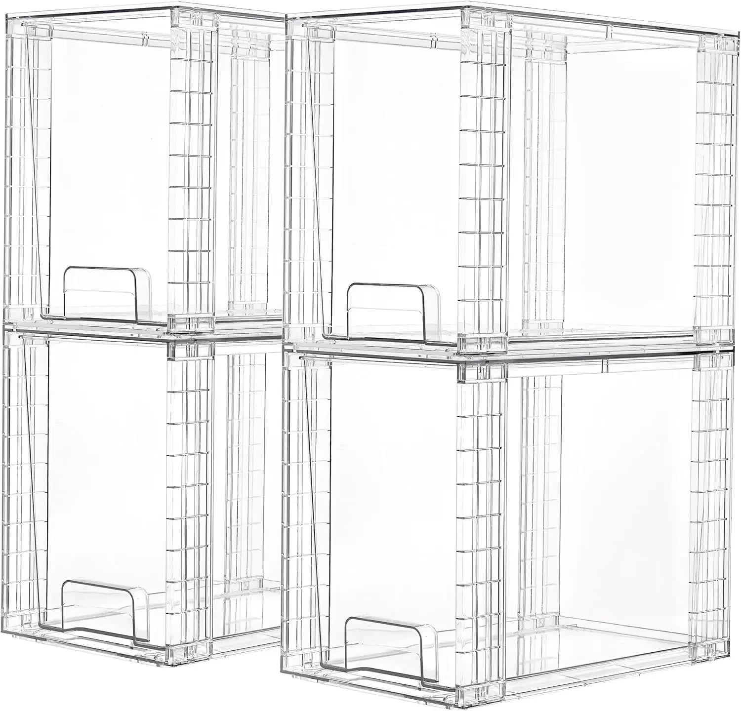 4 Pack Clear Stackable Storage Drawers, 9.7" High Plastic Organizers for Skincare, Bathroom, Kitchen Organization Peaceful Pleasures Health and Wellness United States