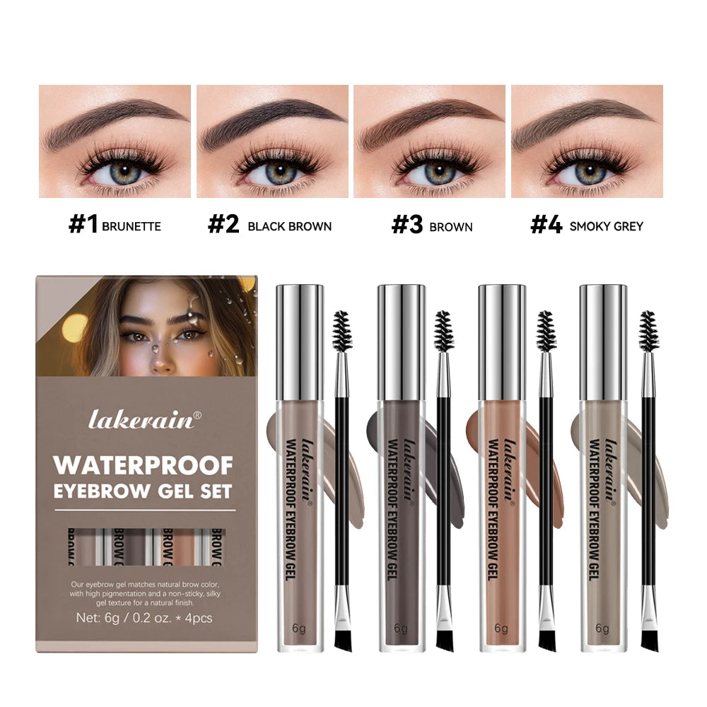 Waterproof Eyebrow Gel for Long Lasting Highly Tinted Liquid Eye Brow Makeup Sweatproof Natural Black Brown Peaceful Pleasures Health and Wellness 4 colors