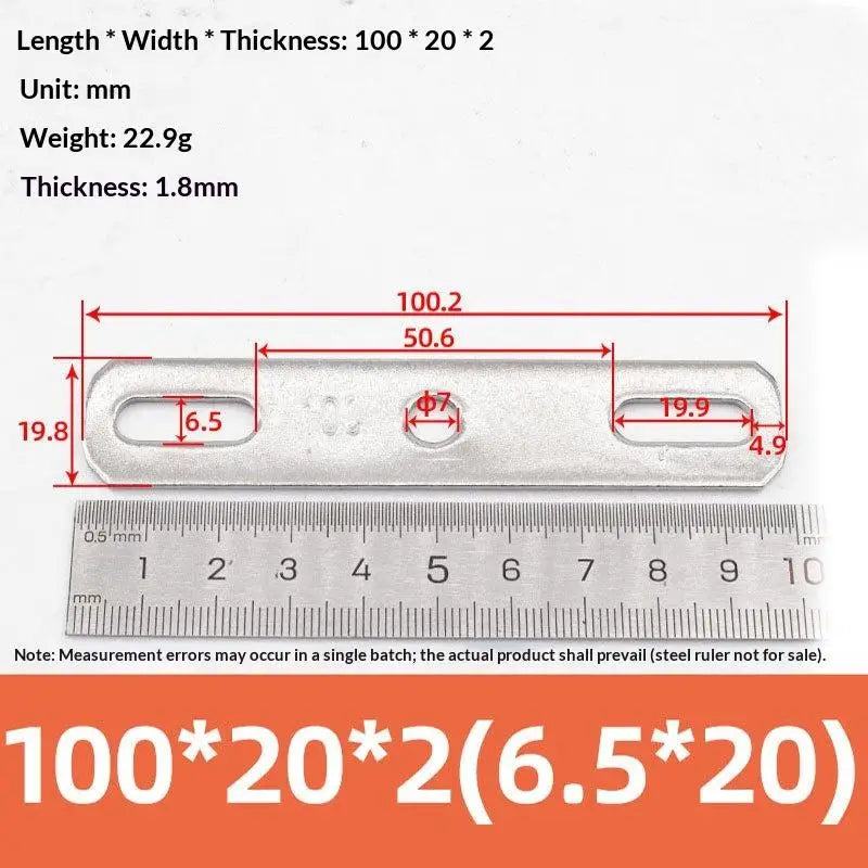 Double Hole Metal Straight Plate 304 Stainless Steel Thickened Flat Gasket With Holes Blocking Plate Bolt Accessories Peaceful Pleasures Health and Wellness 100x20x2cm A