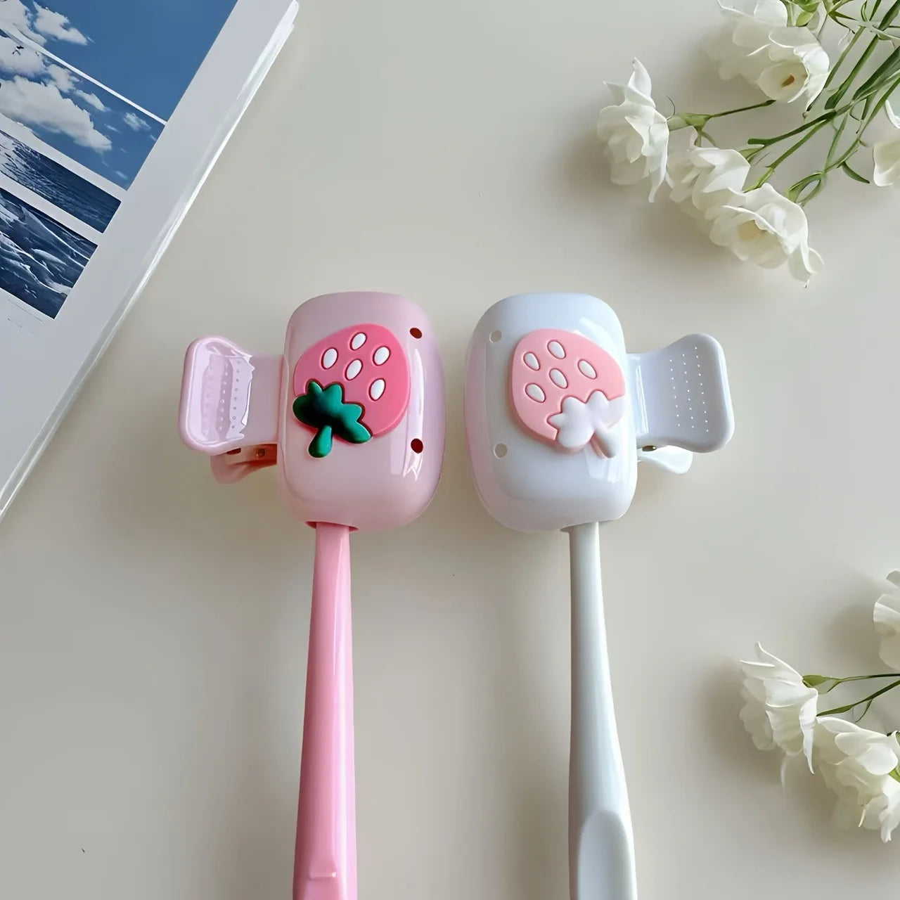 Cherry Toothbrush Holder – Dual Drainage, Protects Bristles