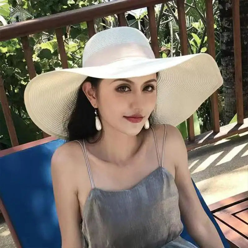 Women's Wide Brim Straw Sun Hat – UV Shield Beach Floppy Hat