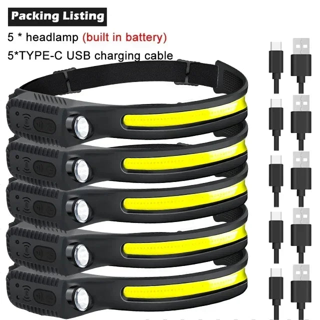 LED Motion Sensor Headlamp USB Rechargeable 350lm | Camping Torch
