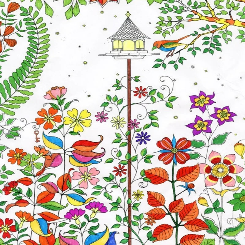 Secret Garden Coloring Book Adults Stress Relief English Korean Text