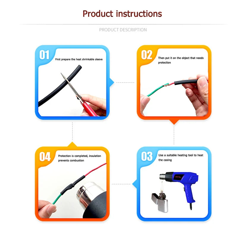 Heat-shrink Tubing Thermoresistant Tube Heat Shrink Wrapping Kit Polyolefin Shrinking Assorted Heat Shrink Tubing Wire Cable Peaceful Pleasures Health and Wellness