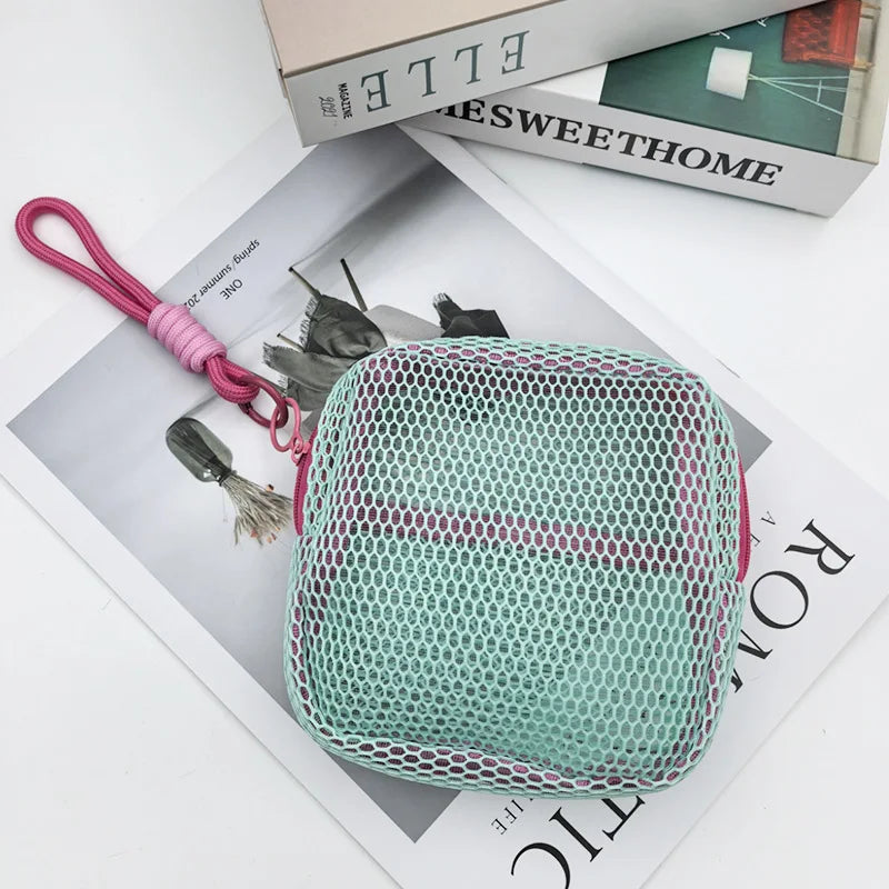 Colorful Net Fabric Makeup Bag & Mini Wallet | Tofu Bag