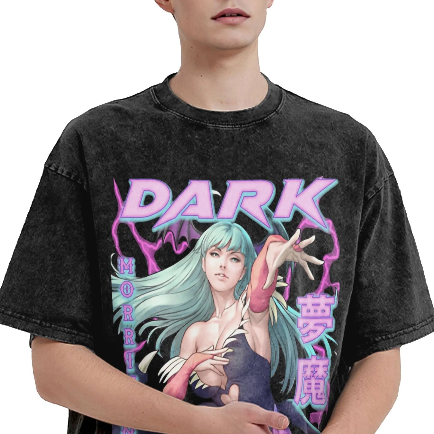 Streetwear Washed T Shirt Darkstalkers Simple T-Shirts Morrigan Aensland Leisure T Shirt for Male Beach Aesthetic Print Clothes Peaceful Pleasures Health and Wellness