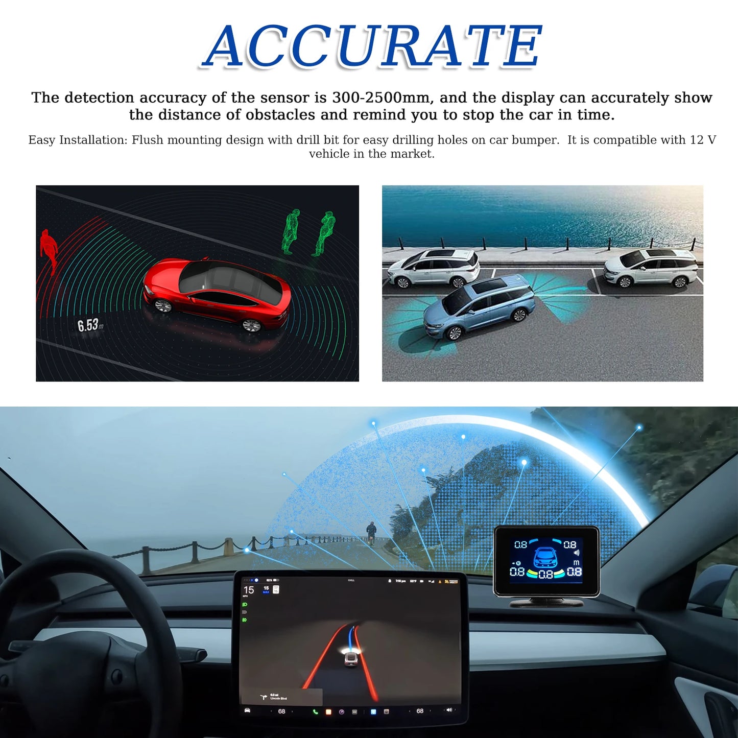 Car Parking Sensor Reversing Radars System Front & Rear Support Sound Warning/Buzzer/Mute with 8 Parking Sensors Peaceful Pleasures Health and Wellness