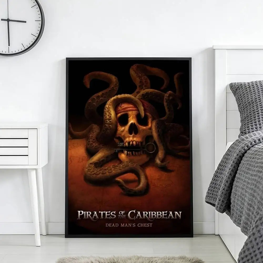 Pirates of the Caribbean Retro Canvas Wall Art Print | Unframed