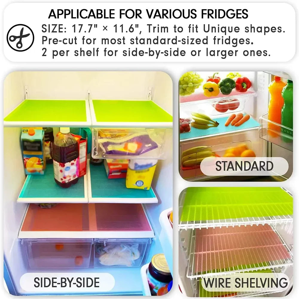 4-Pack Washable Fridge Liner Mats – Non-Slip, BPA-Free EVA
