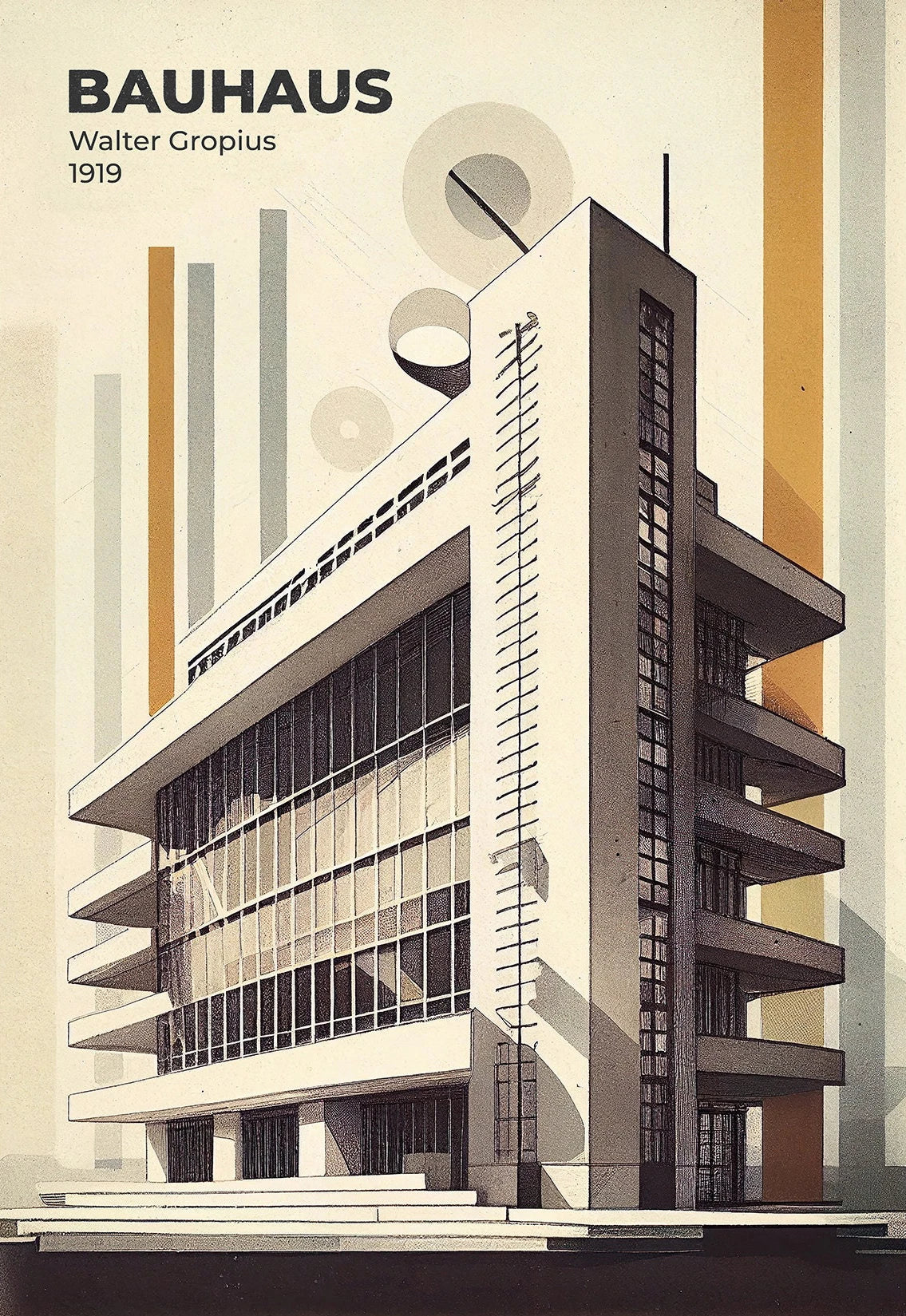 Fallingwater Bauhaus Architecture Abstract Canvas Wall Art Print