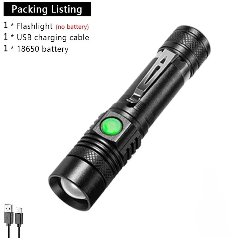 ESMARTER Zoomable USB Rechargeable LED Flashlight 800LM