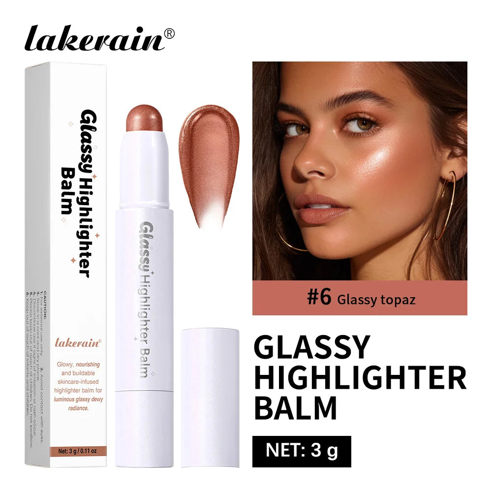 Glassy Highlighter Balm Brighten Complexion Deep Hydration Long Lasting Wear Highlighting Cream Eye Cheek Lip Body Glossy Pen Peaceful Pleasures Health and Wellness Glassy Topaz